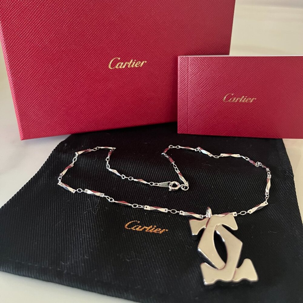 Cartier Double C Logo Pendant Necklace Full Inclusion